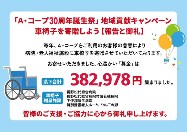 車いす募金結果2026
