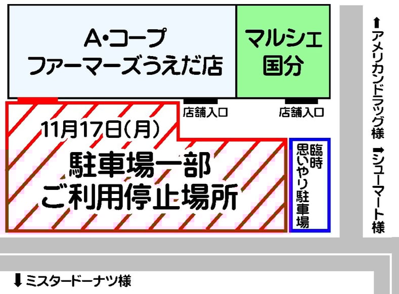 Fうえだ店駐車場工事区画